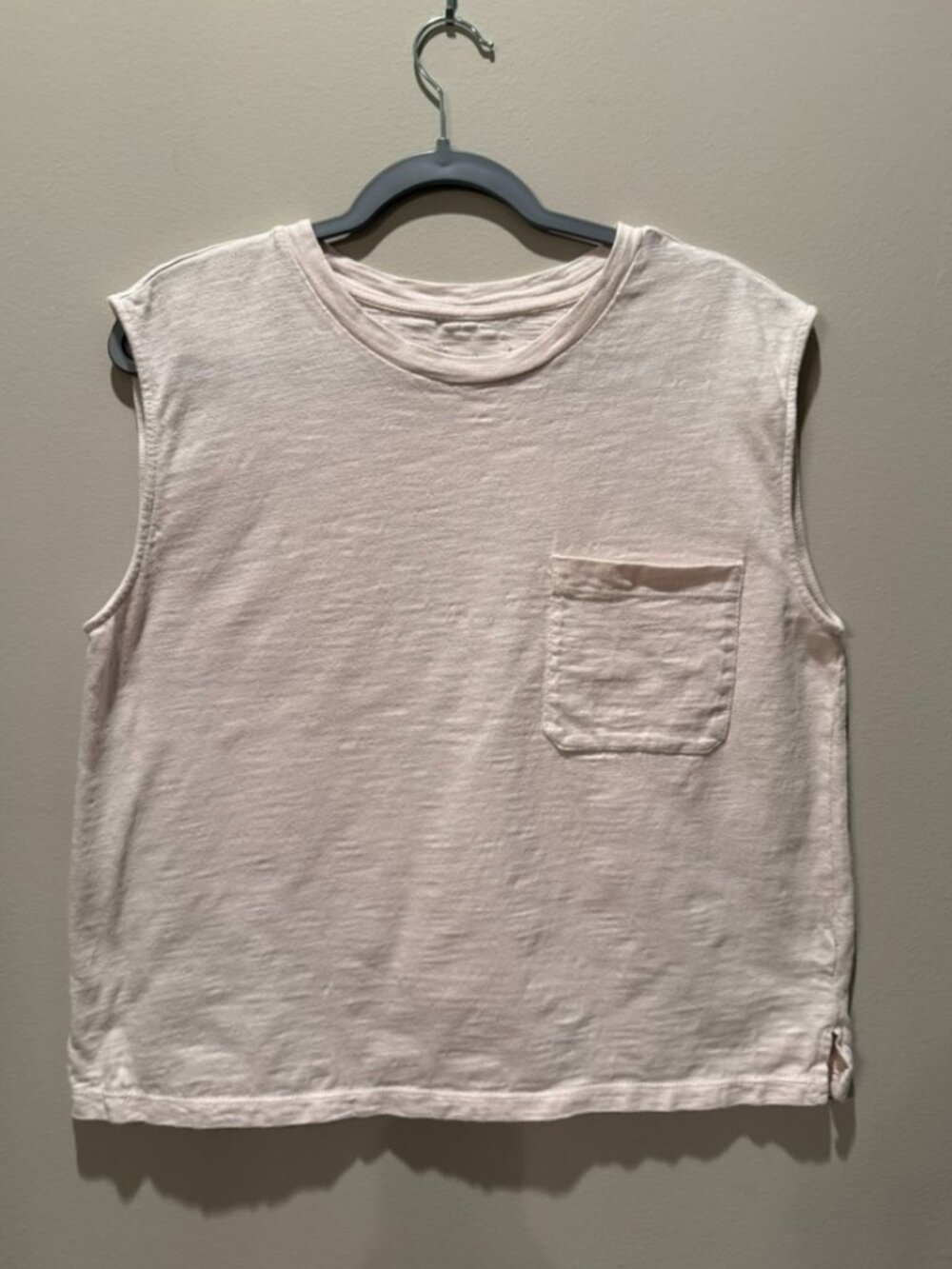 Lou & Grey Cream Slub Pocket Muscle Tee Relaxed Fit Size Large